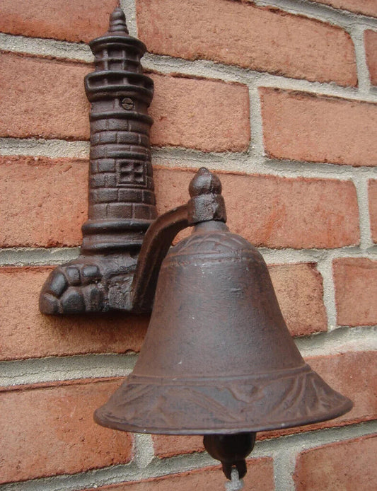 Lighthouse Dinner Bell Heavy Duty Cast Iron Antique Style Coastal Nautical Decor