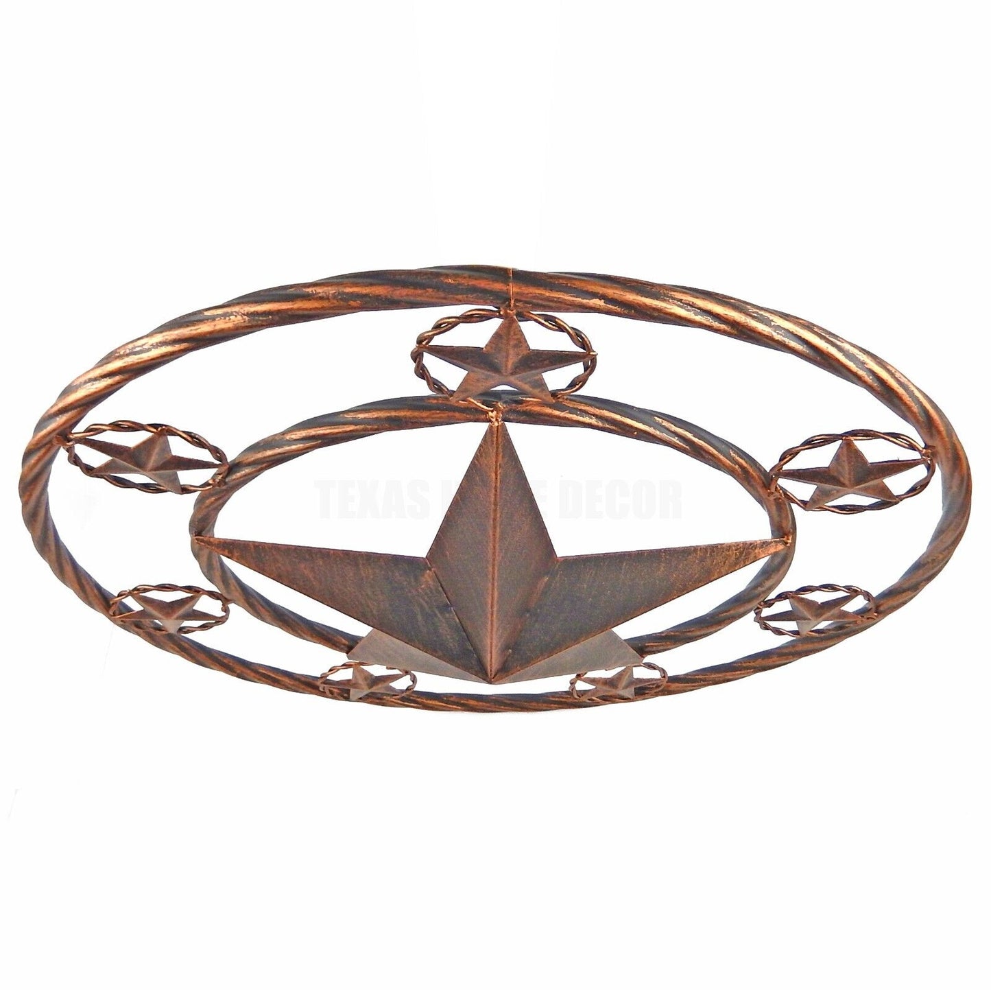 Metal Wall Star With Stars Ring Brushed Copper Finish 18 inch