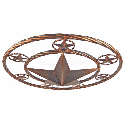 Metal Wall Star With Stars Ring Brushed Copper Finish 18 inch