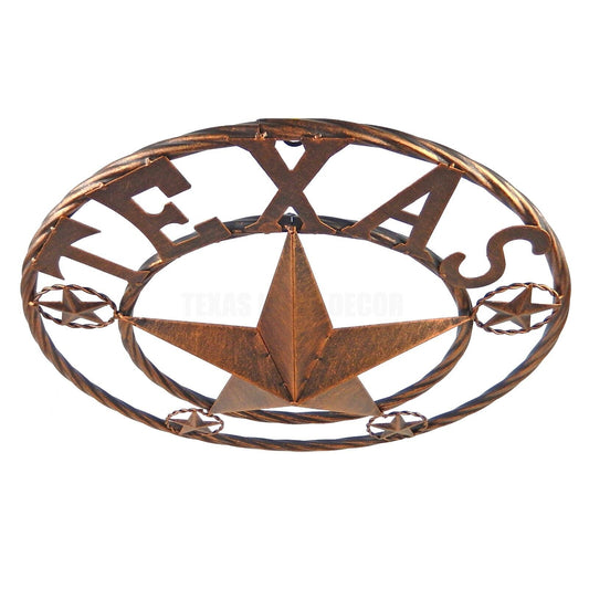 Texas Metal Wall Star With Stars Ring Brushed Copper Finish 18 inch