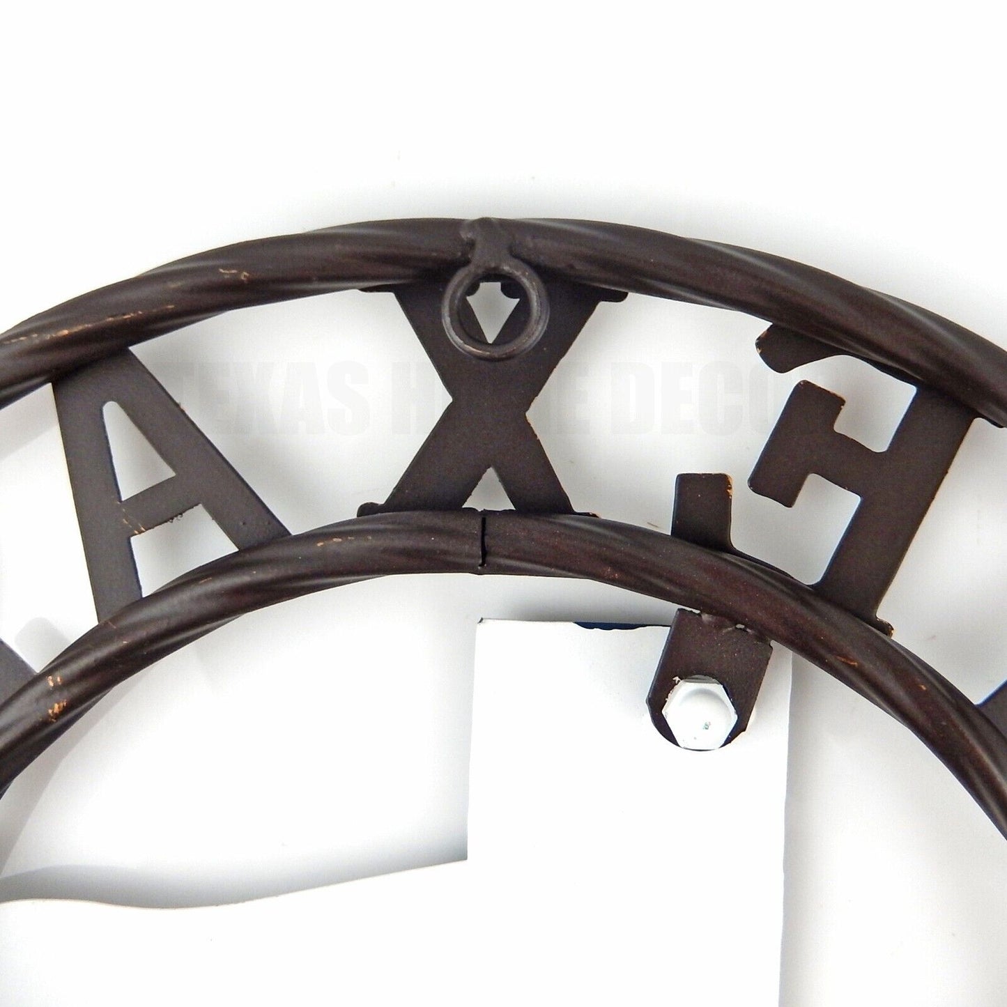 Metal Texas Map Flag Wall Star With Stars Ring Brushed Copper Finish 12 inch