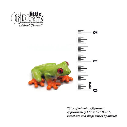 Little Critterz Miniature Collectors Red Eyed Frog "Clinger" Porcelain Figurine