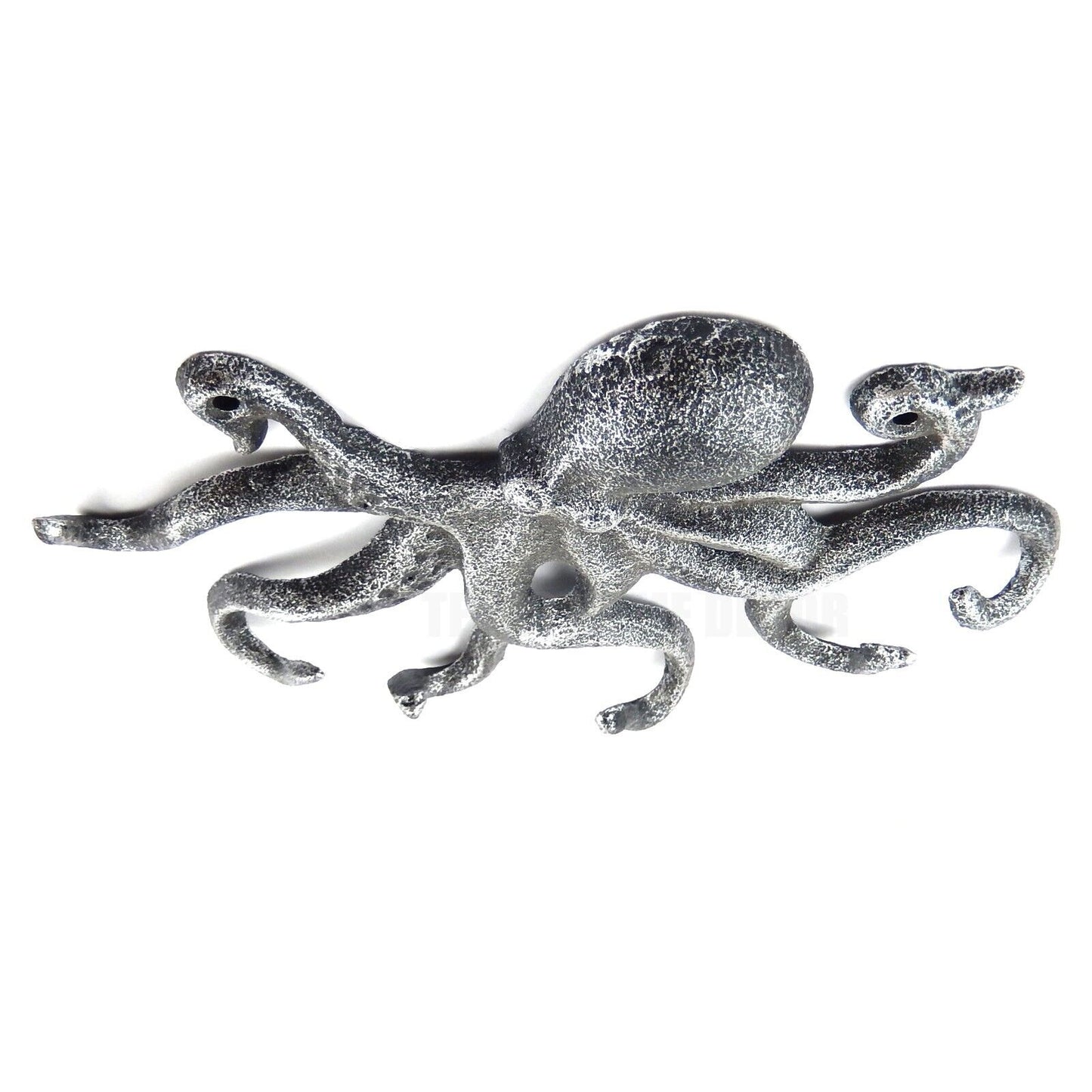 Octopus Wall Hook Cast Iron Key Rack Towel Coat Hanger Antique Silver Nautical