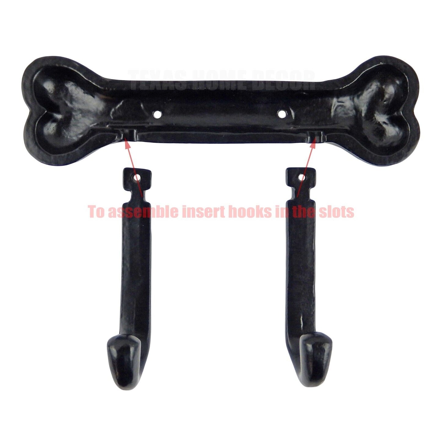 Cast Iron Dog Bone Leash Holder Hook Wall Mounted Coat Towel Key Hanger Black