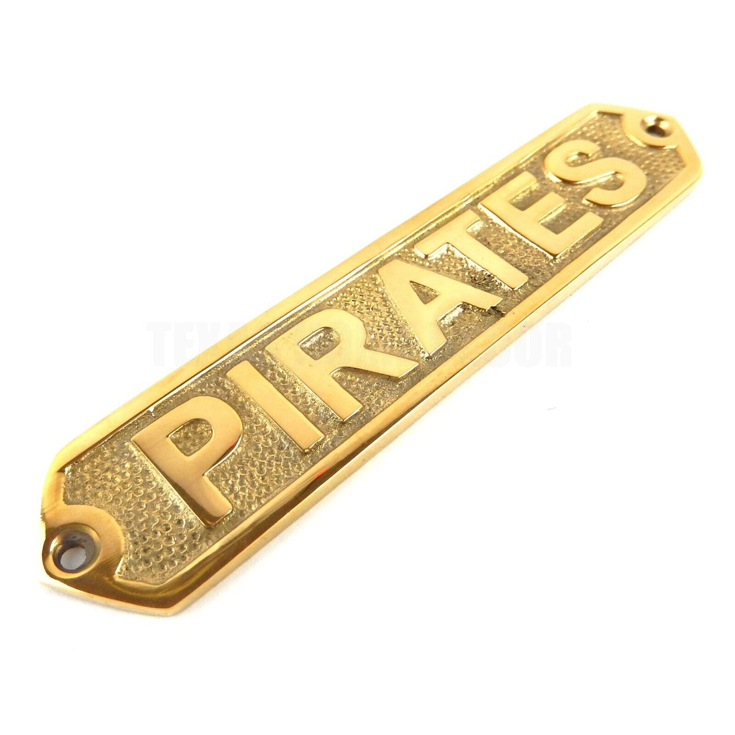 Pirates Solid Brass Wall Plaque Sign Polished Nautical Beach House Boat Decor