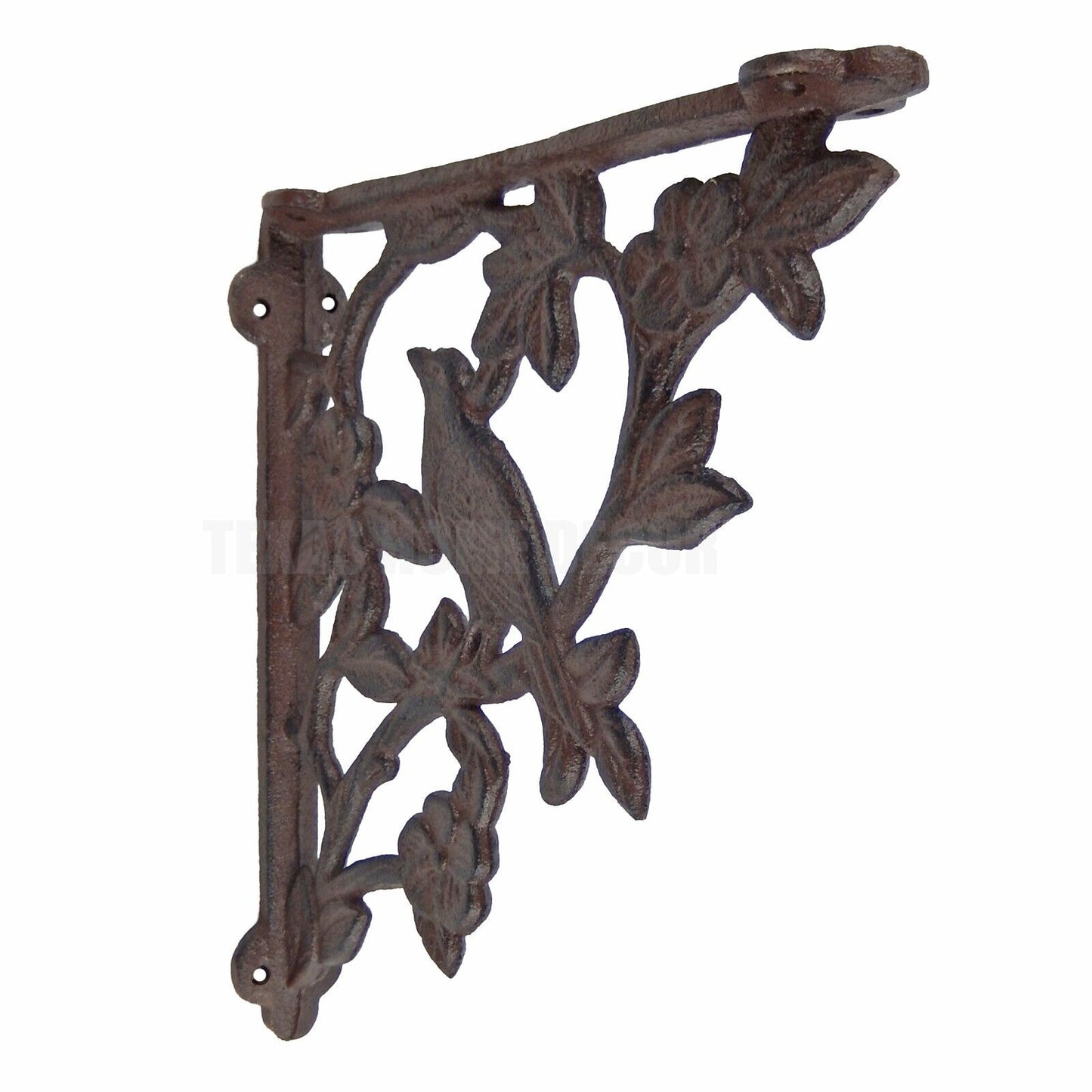 2 Bird Shelf Brackets Flowers Ornate Cast Iron Heavy Duty Antique Style 8.5"