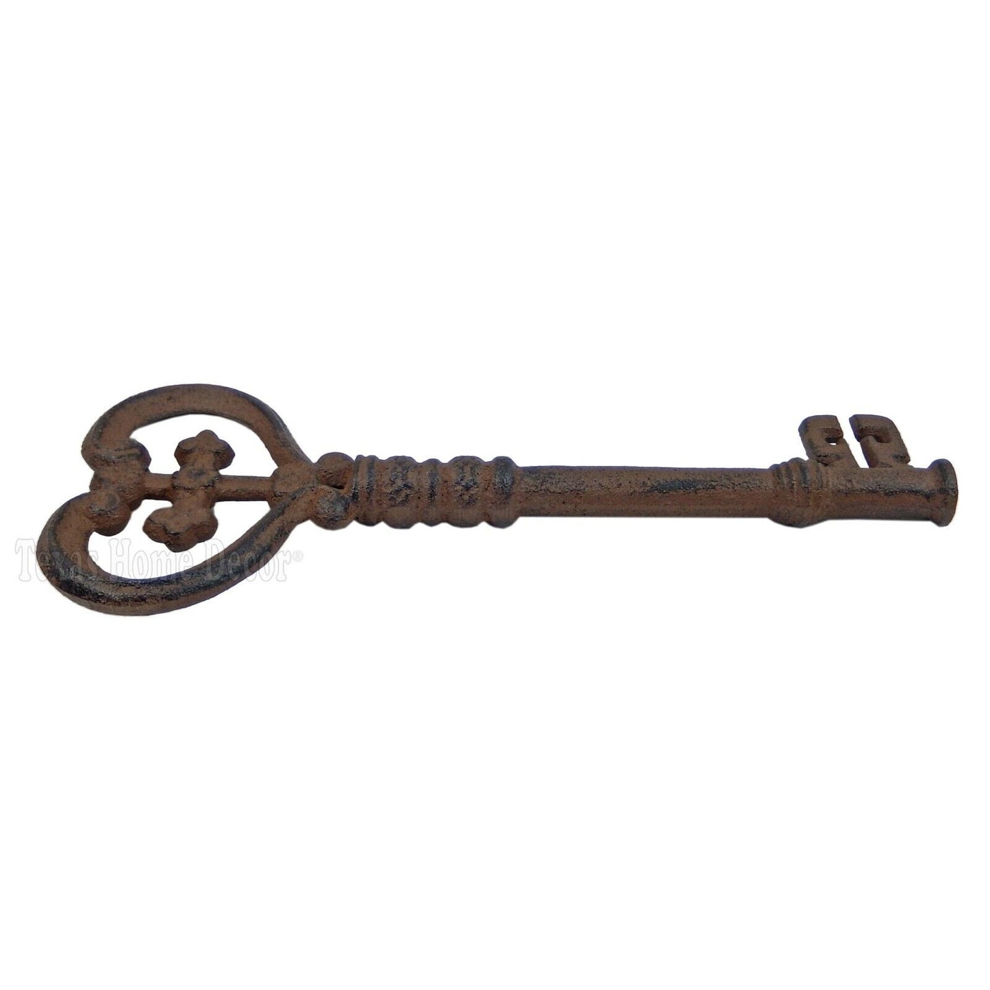 Large Decorative Jailer's Key Cast Iron Victorian Decor Rustic Finish Cross End