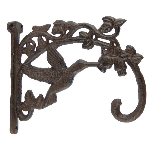 Hummingbird Plant Holder Hook Hanger Cast Iron Antique Style Heavy Duty Vines