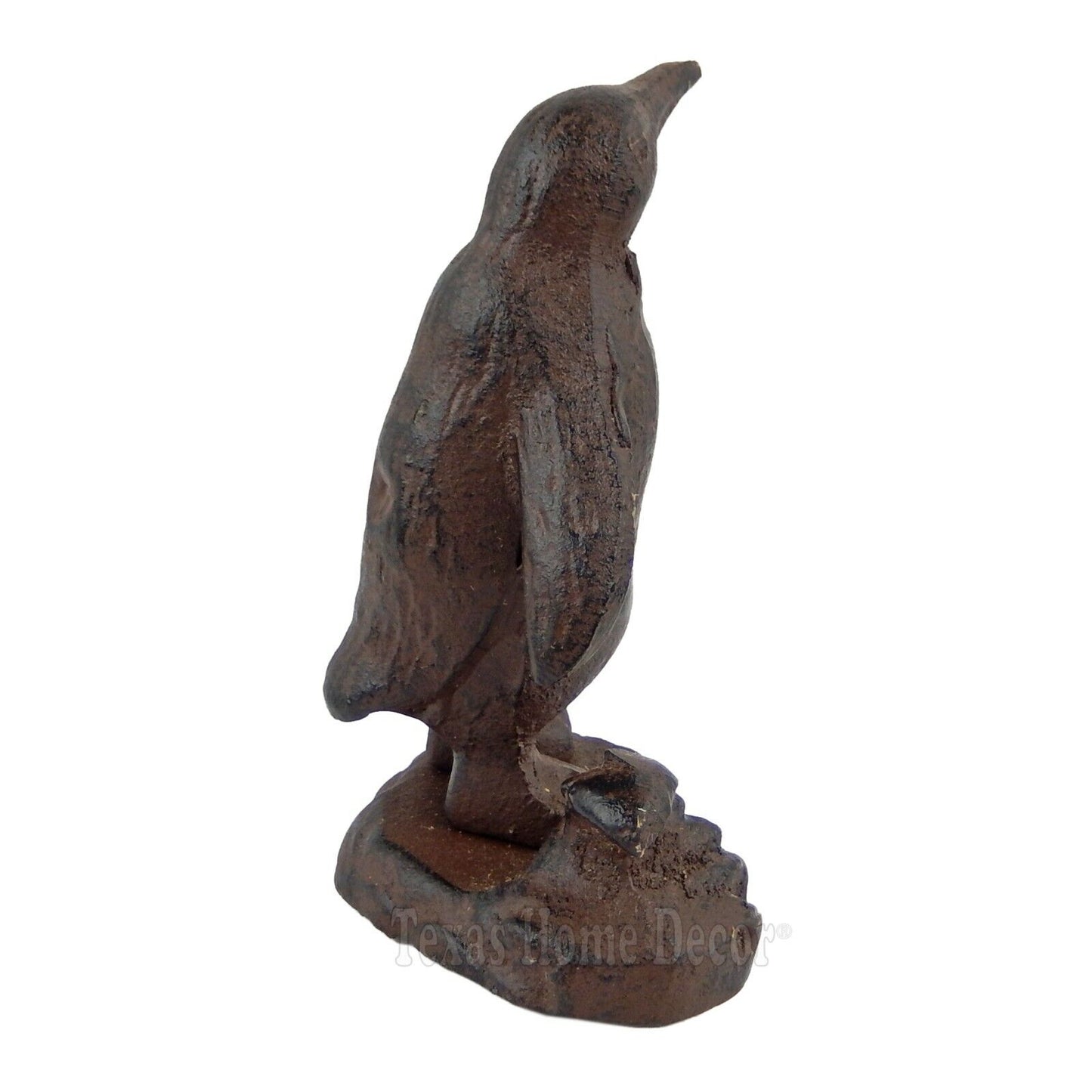 Small Penguin Figurine Statue Cast Iron Antique Style Paperweight Rustic Finish
