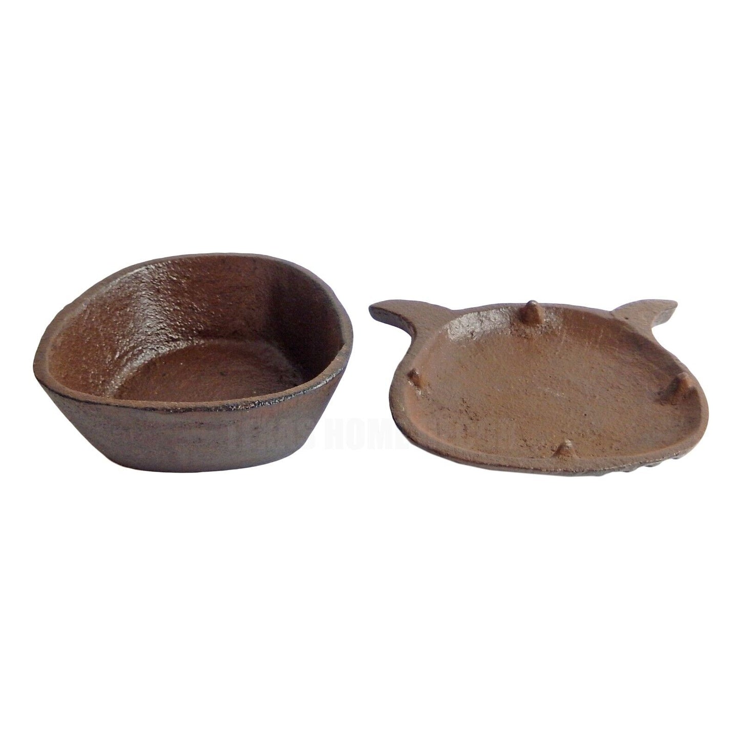 Cast Iron Owl Secret Key Hider Trinket Jewelry Box Dish Rustic Brown Finish