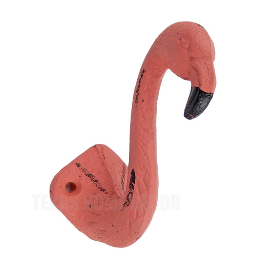Pink Flamingo Wall Hook Cast Iron Coat Towel Robe Hanger Tropical Vintage Style