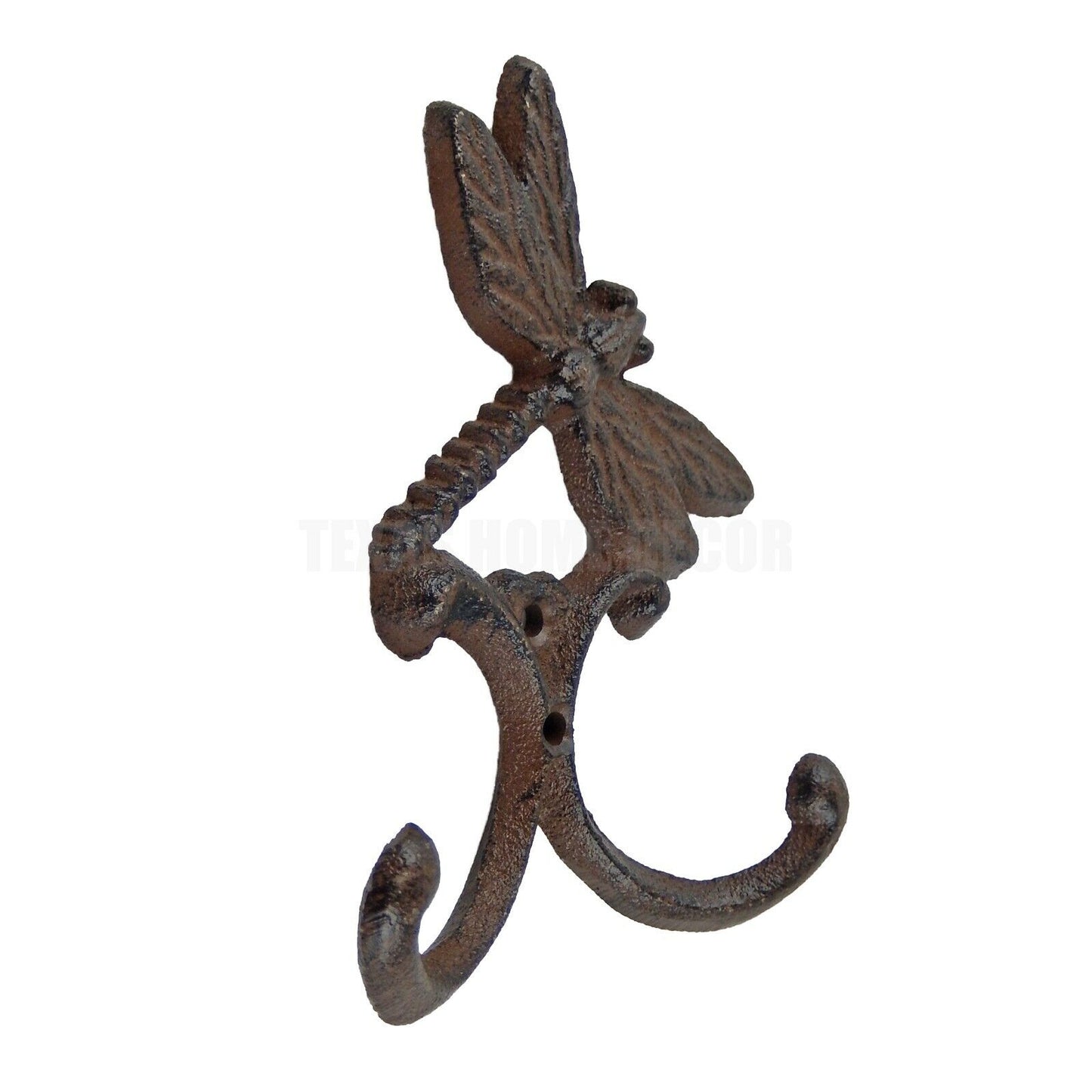 Dragonfly Double Wall Hook Cast Iron Key Towel Coat Hanger Rustic Antique Style