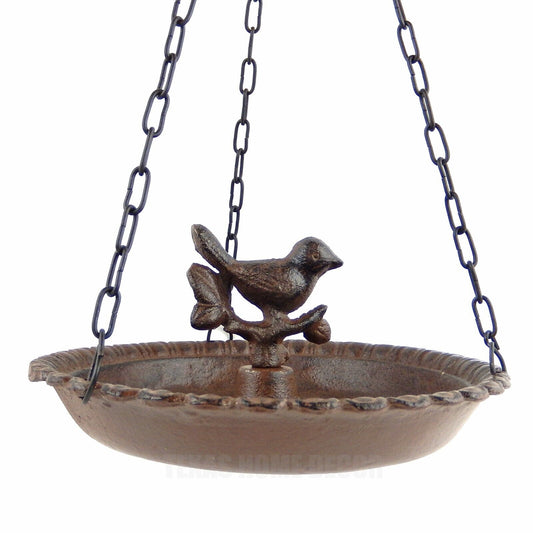 Bird Feeder Dish Hanging Chain Cast Iron Bird Center Heavy Duty Garden Decor
