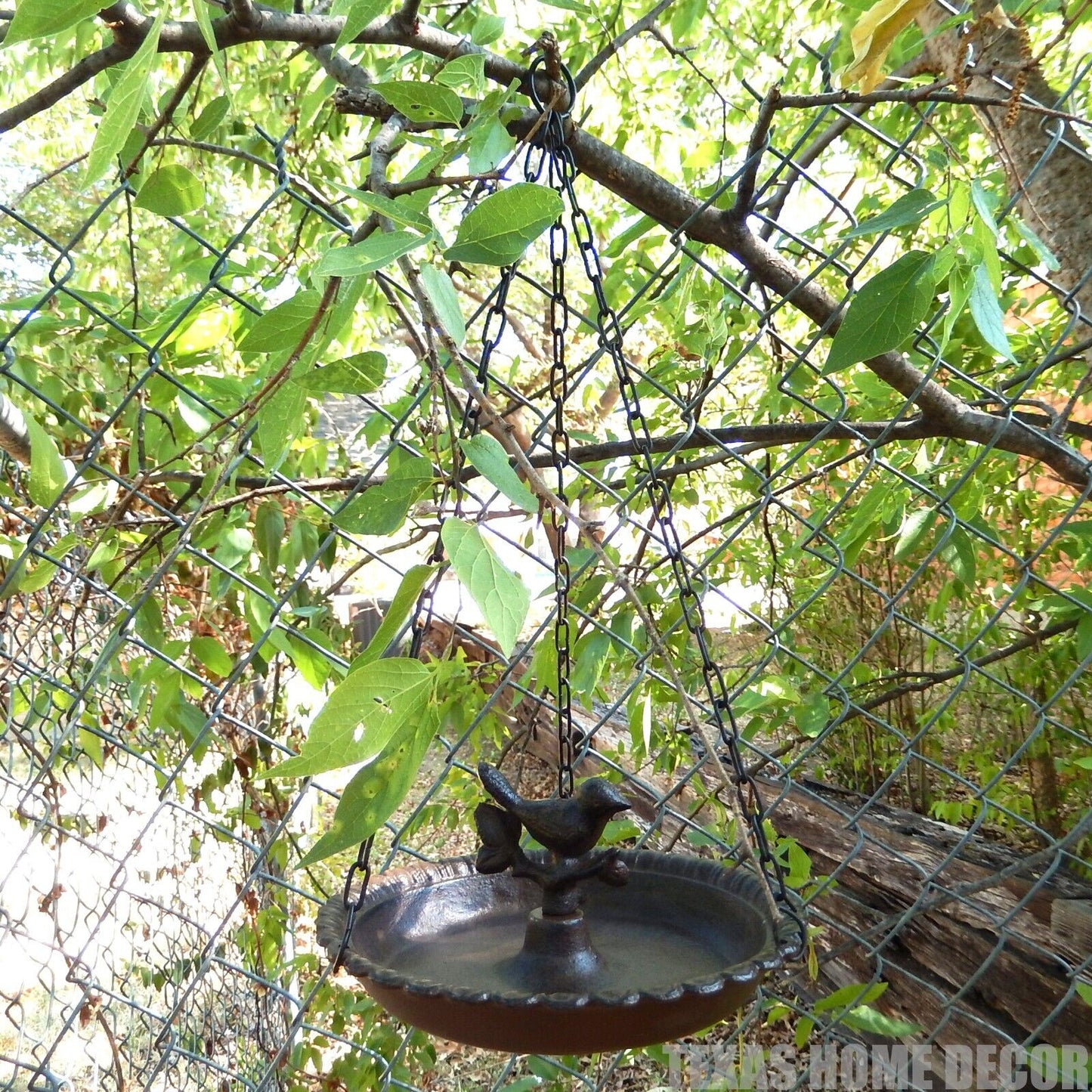 Bird Feeder Dish Hanging Chain Cast Iron Bird Center Heavy Duty Garden Decor