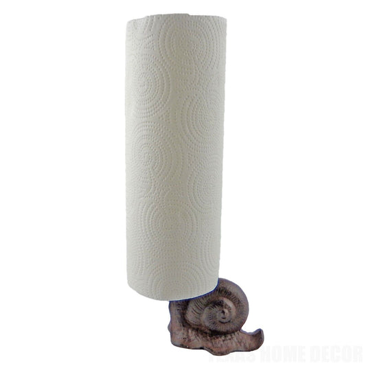 Cast Iron Snail Table Top Paper Towel Roll Holder Rustic Antique Brown Finish