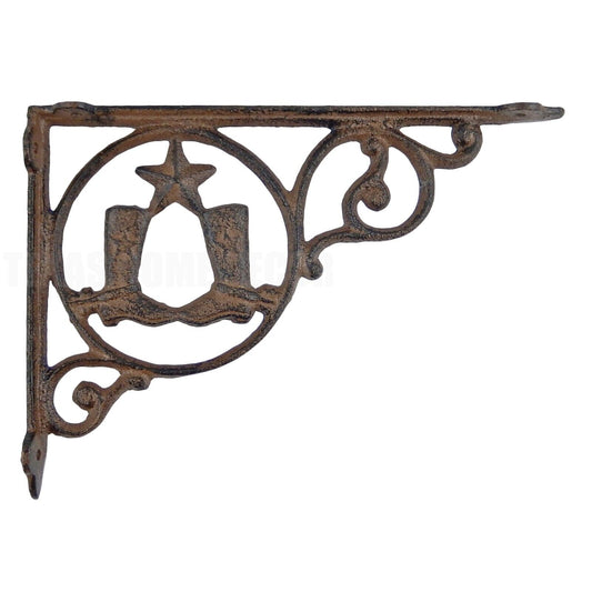 2 Boots Star Scrolls Cast Iron Shelf Brackets Rustic Western Antique Style 9 in