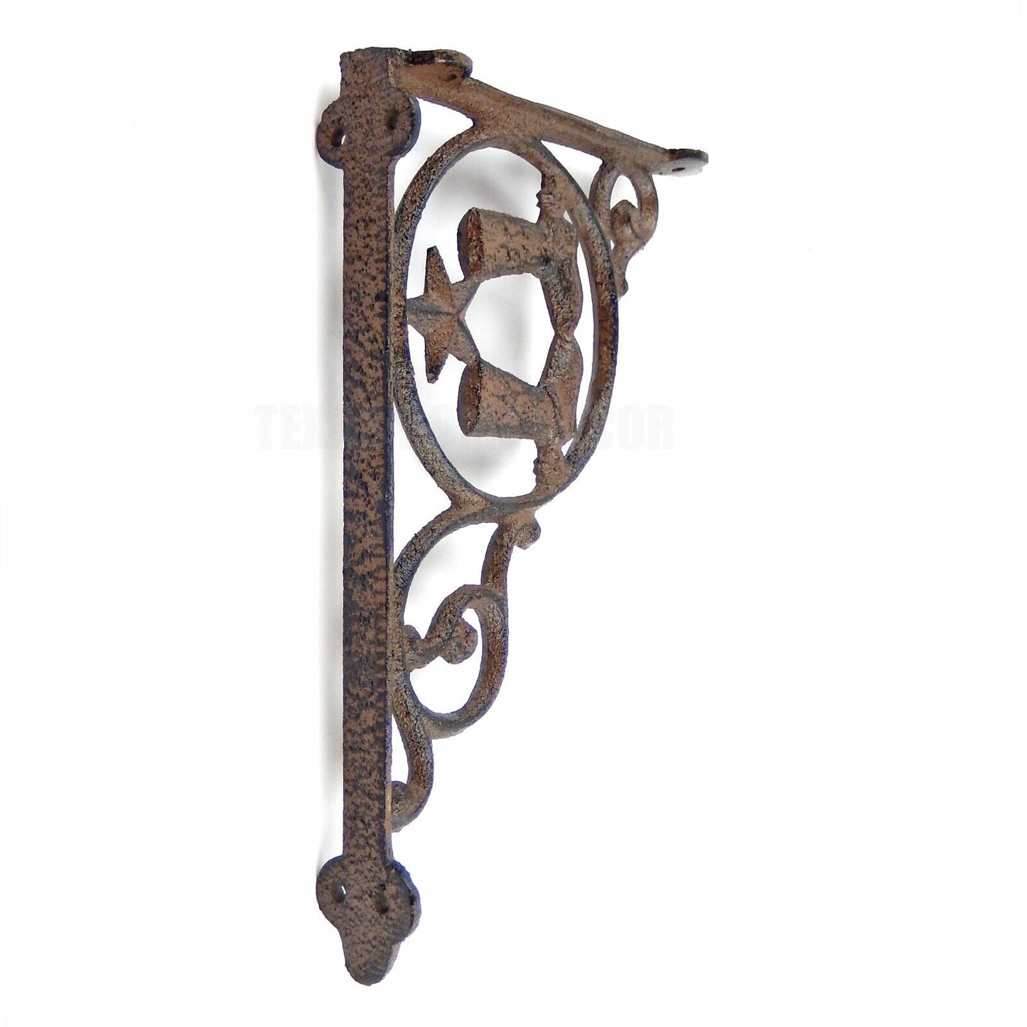 2 Boots Star Scrolls Cast Iron Shelf Brackets Rustic Western Antique Style 9 in