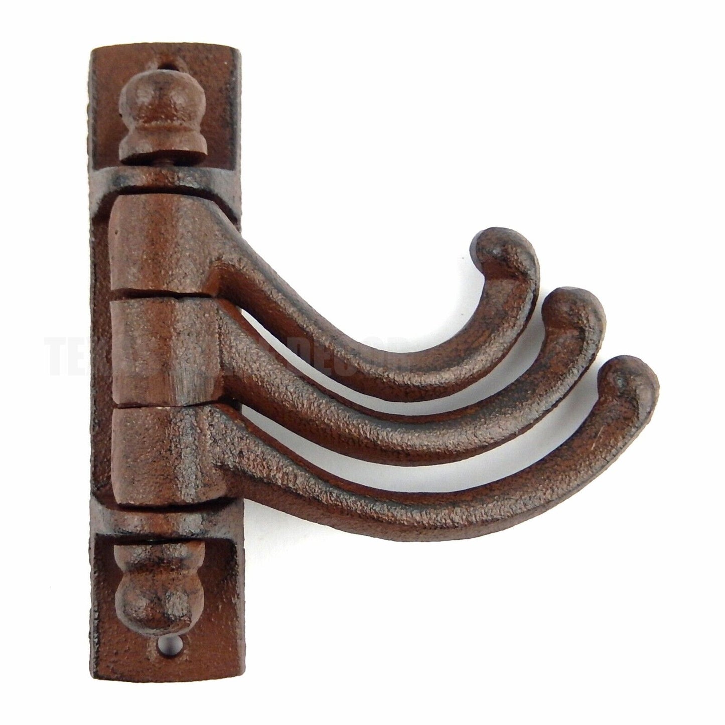 Swivel Wall Hook 3-Prong Cast Iron Coat Towel Hanger Antique Style Rustic Brown