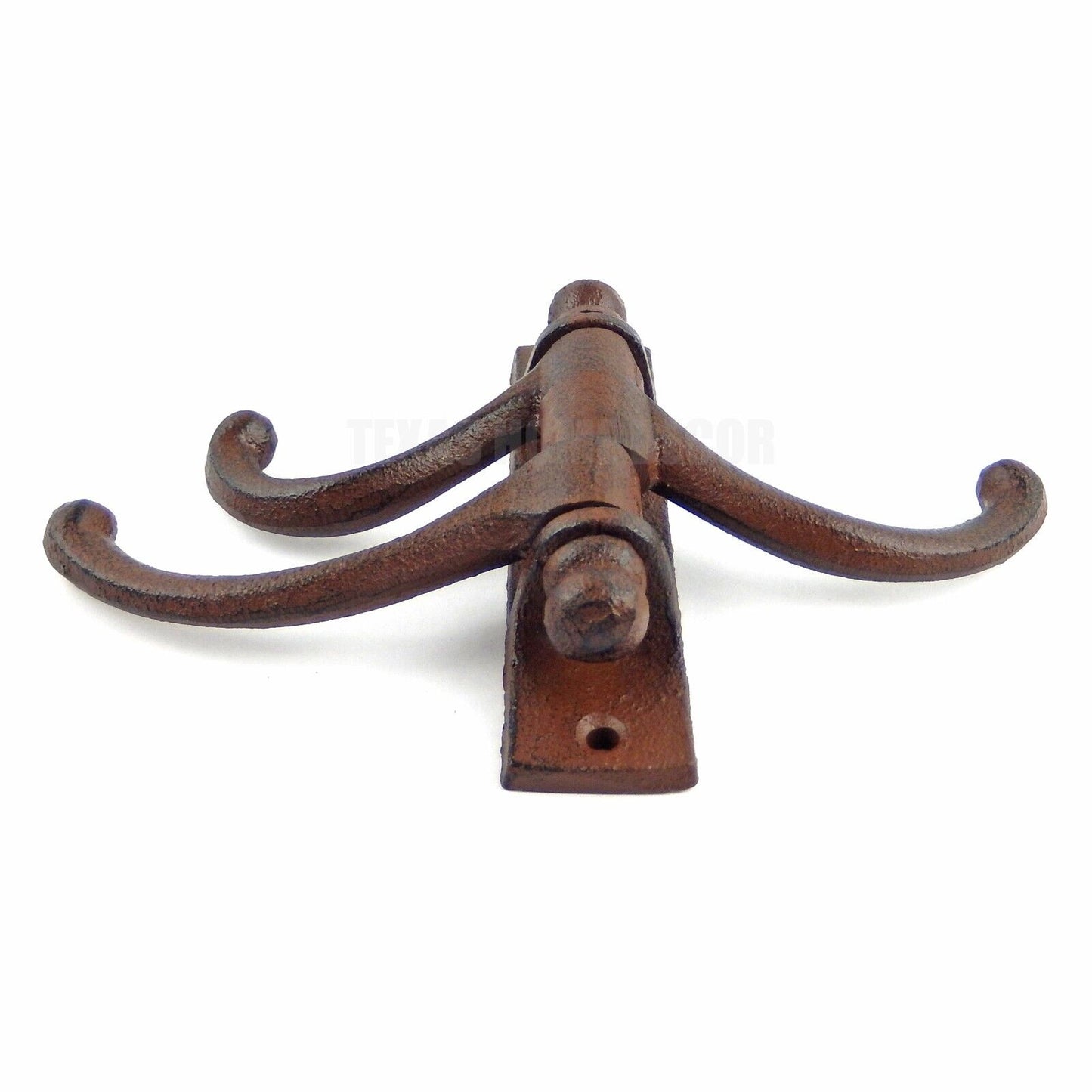 Swivel Wall Hook 3-Prong Cast Iron Coat Towel Hanger Antique Style Rustic Brown