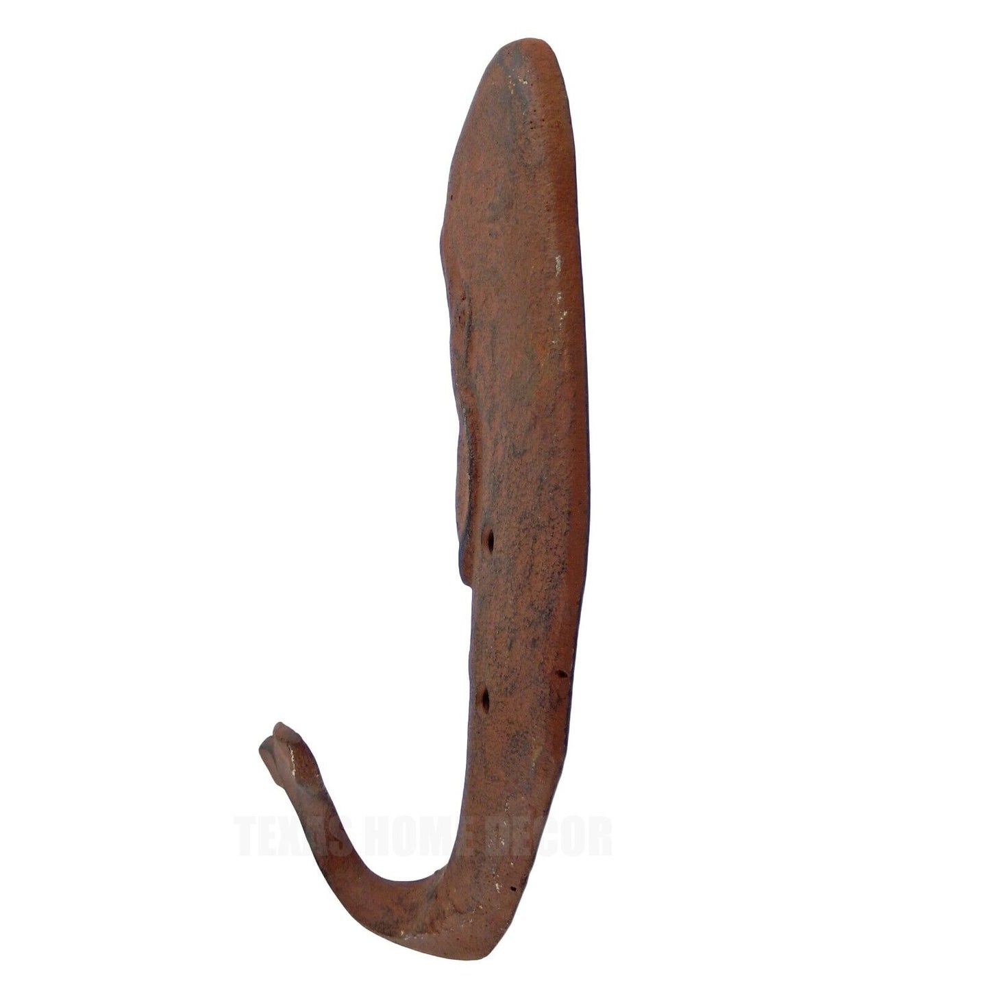 Whale Tail Wall Hook Cast Iron Towel Holder Coat Hanger Rustic Brown Nautical 8"