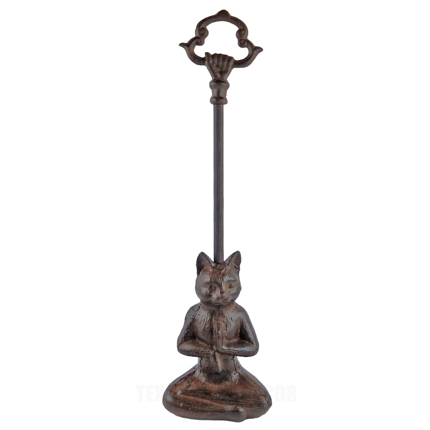 Cast Iron Zen Yoga Cat Door Porter With Handle Heavy Duty Antique Style 19" Tall