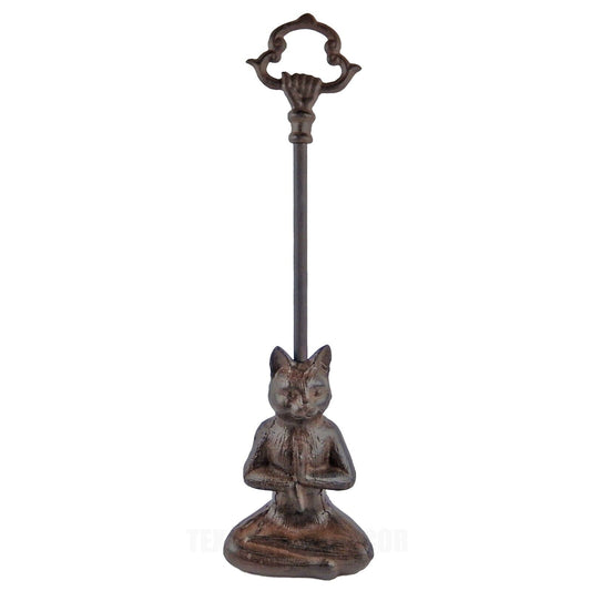 Cast Iron Zen Yoga Cat Door Porter With Handle Heavy Duty Antique Style 19" Tall