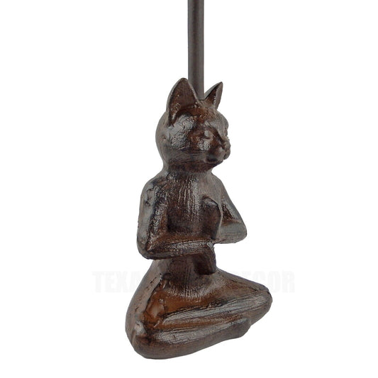 Cast Iron Zen Yoga Cat Door Porter With Handle Heavy Duty Antique Style 19" Tall