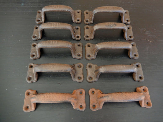 10 Rustic Metal Door Handles Heavy Duty Cast Iron (Read Description)