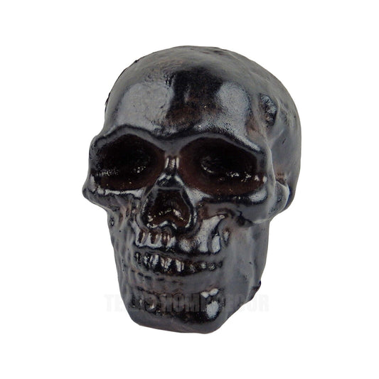 Small Human Skull Head Figurine Rustic Cast Iron Paperweight Gothic Biker