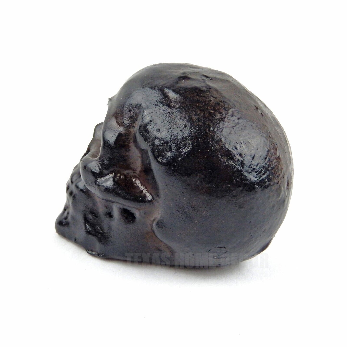 Small Human Skull Head Figurine Rustic Cast Iron Paperweight Gothic Biker