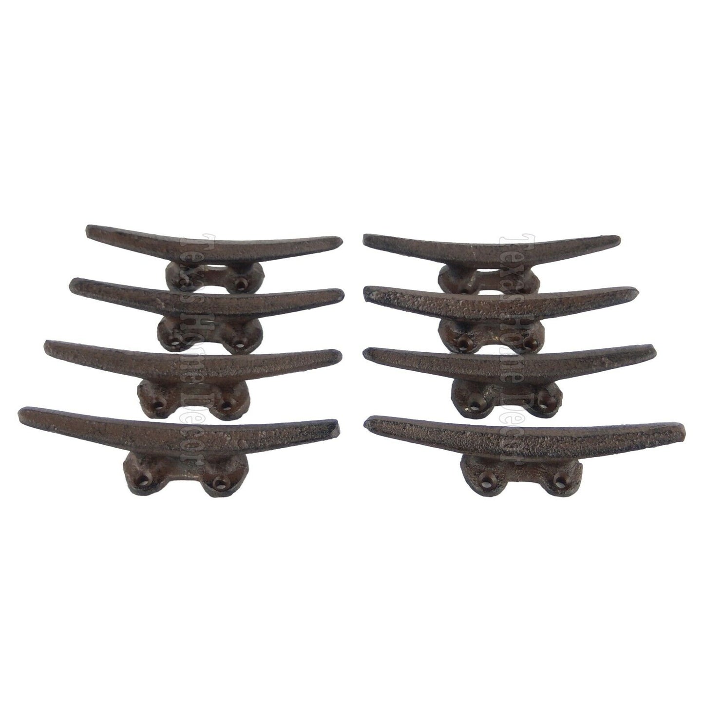8 Cleat Boat Hooks Handles Cast Iron Ship Dock Nautical Decor Rustic Finish 5 in
