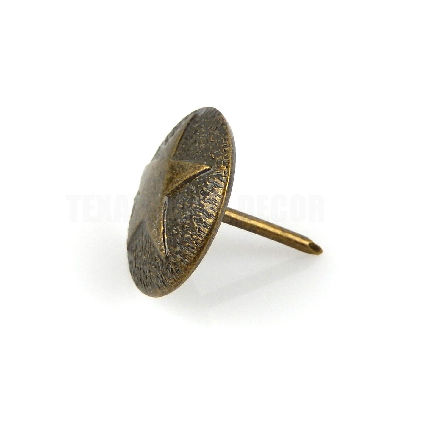 50 Round Star Leather Tacks Upholstery Framing Nails Antique Brass 7/8 in Head