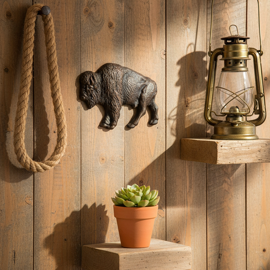 American Bison Buffalo Wall Decor Plaque Cast Iron Figurine Rustic Brown 7 x 5 inch