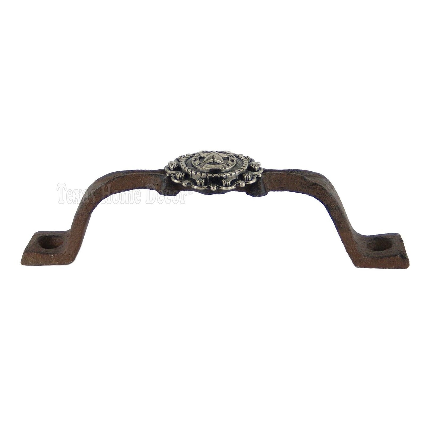 Horseshoe Star Handle Silver Concho Door Drawer Pull Cast Iron Antique Style