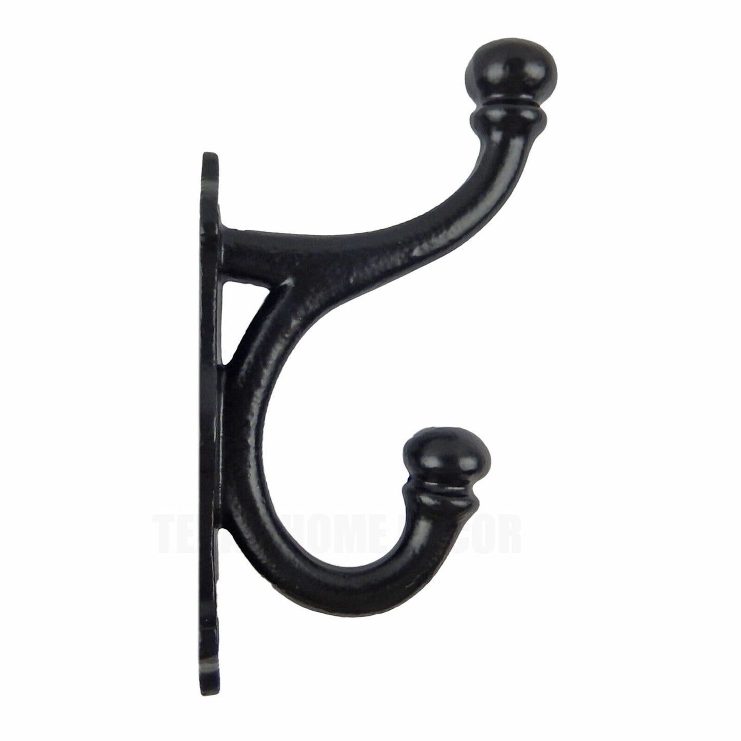 Cast Iron Farmhouse Double Wall Hook Key Coat Towel Hanger Black Powder Coated
