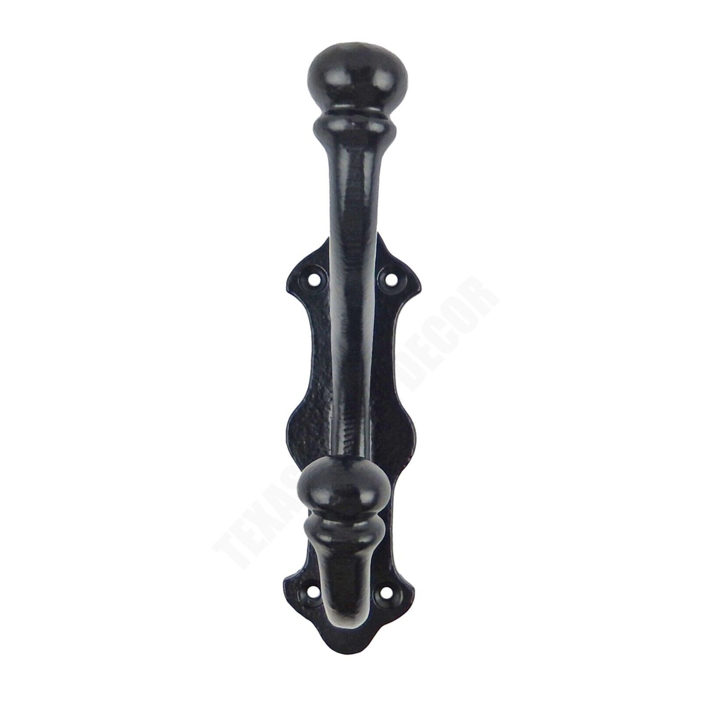 Cast Iron Farmhouse Double Wall Hook Key Coat Towel Hanger Black Powder Coated