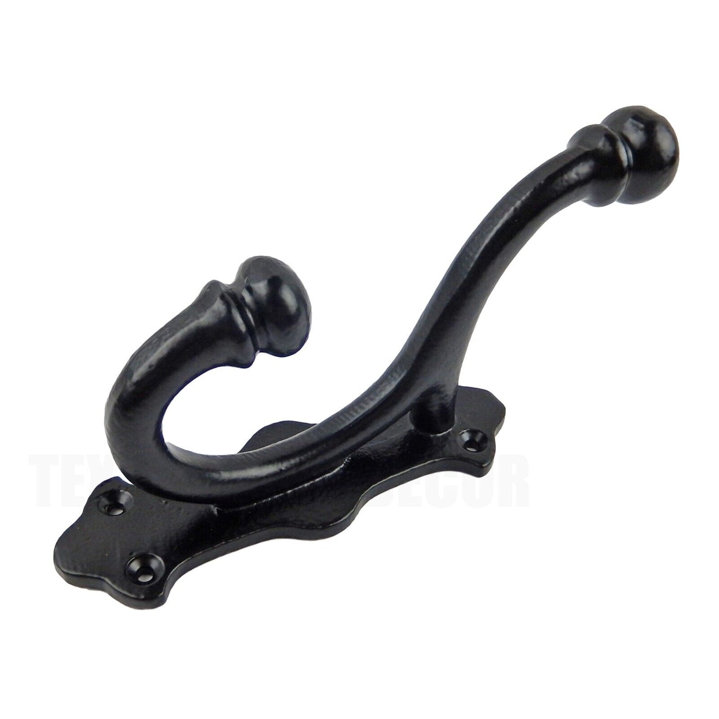 Cast Iron Farmhouse Double Wall Hook Key Coat Towel Hanger Black Powder Coated