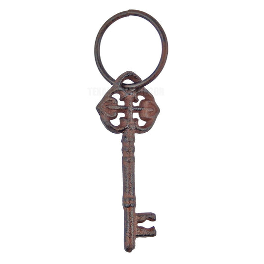 Small Skeleton Jailer's Key With Ring Cast Iron Rustic Antique Style Wall Decor