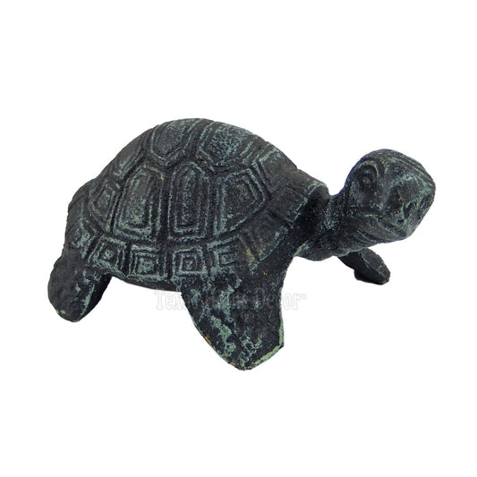 Baby Turtle Figurine Paper Weight Cast Iron Nautical Garden Pond Green Black