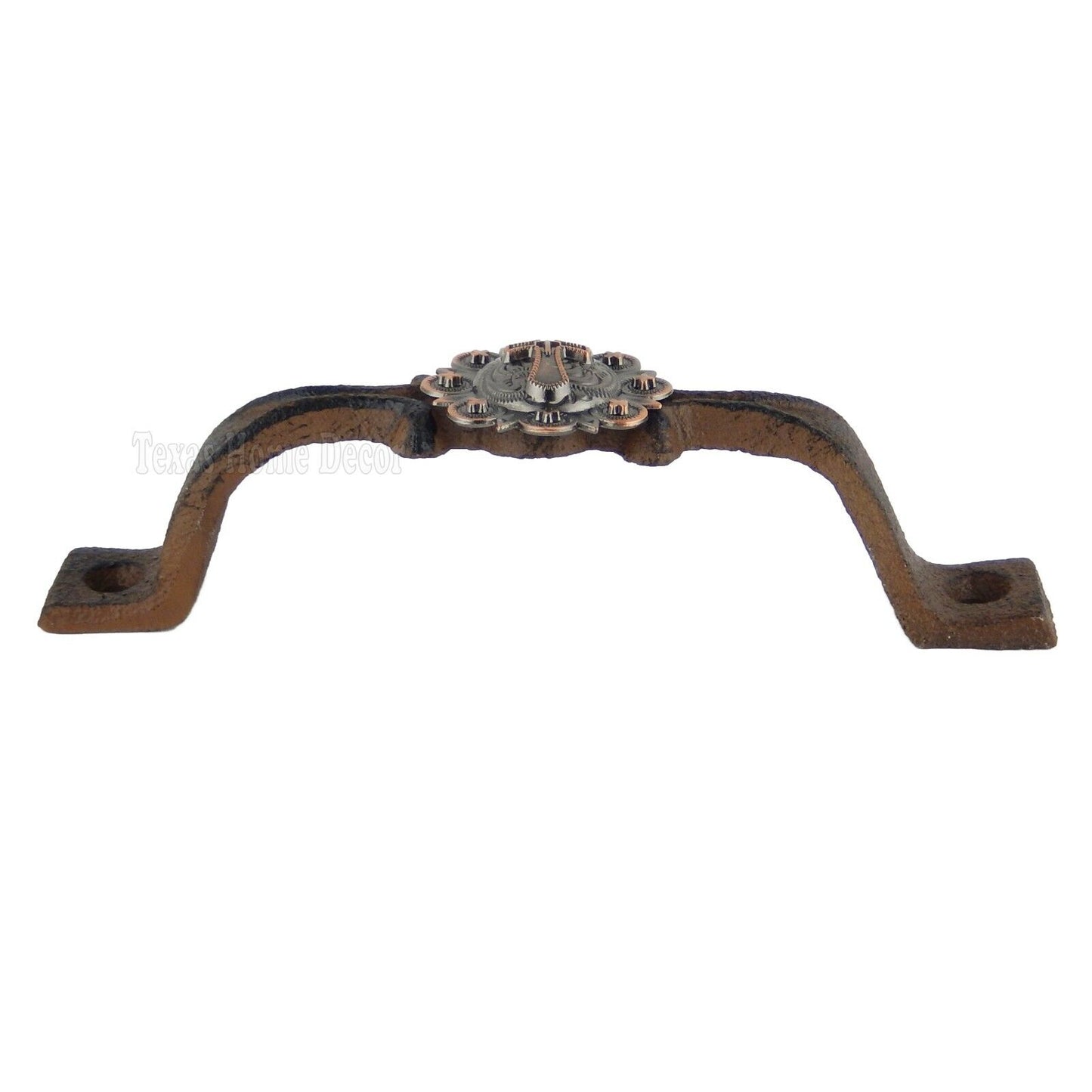Rustic Cross Handle Copper Concho Door Drawer Pull Cast Iron Antique Style