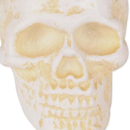 Small Human Skull Head Figurine Rustic Cast Iron Paperweight Gothic Biker Decor