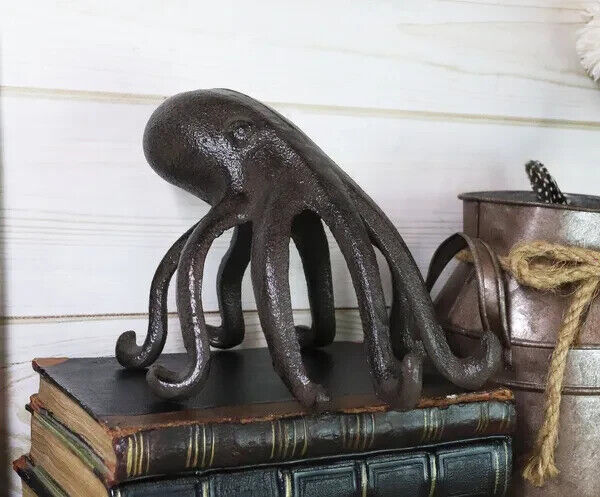Octopus Figurine Bookend Phone Holder Paperweight Doorstop Nautical Cast Iron