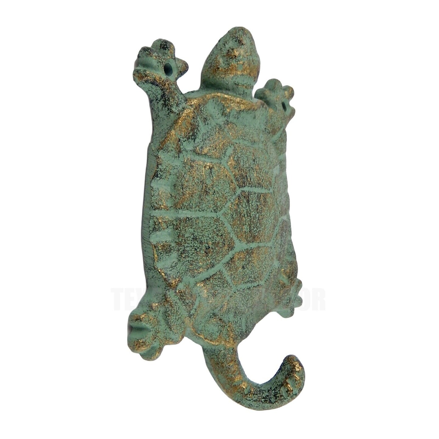 Turtle Wall Hook Cast Iron Towel Holder Key Rack Wall Mounted Nautical Green