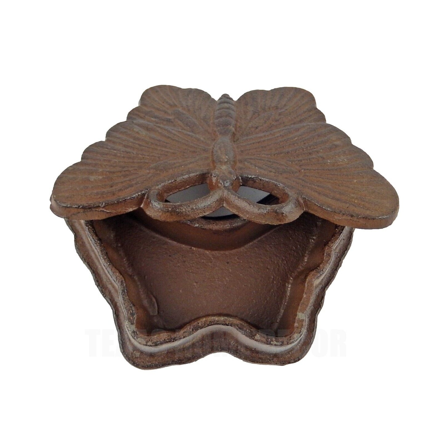 Butterfly Key Hider Box Trinket Jewelry Dish Yard Garden Rustic Brown Cast Iron