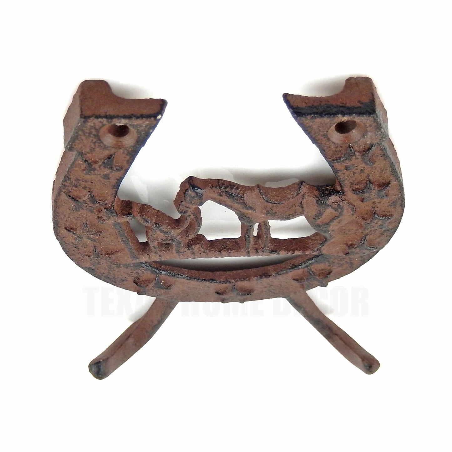 Cast Iron Praying Cowboy Horseshoe Stars Double Wall Hook Key Towel Coat Hanger