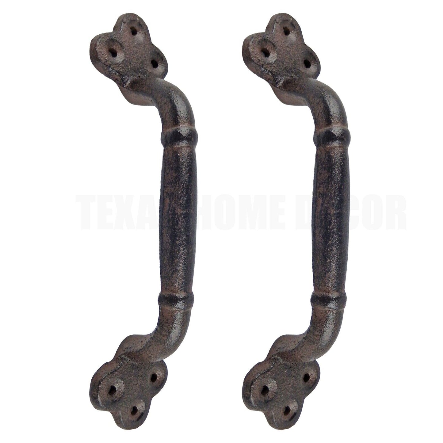 2 Large Cast Iron Door Handles Rustic Heavy Duty Garden Gate Shed Barn Pull 9 in