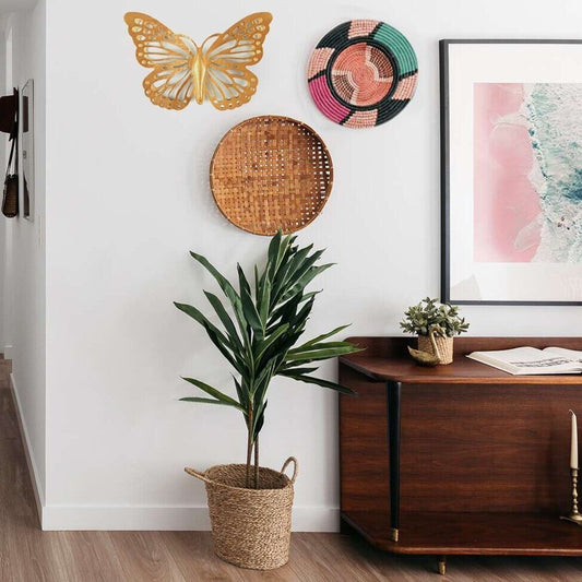 Golden Metal Double Butterfly Wall Decor Rustic Finish Porch Garden 8.5 inch