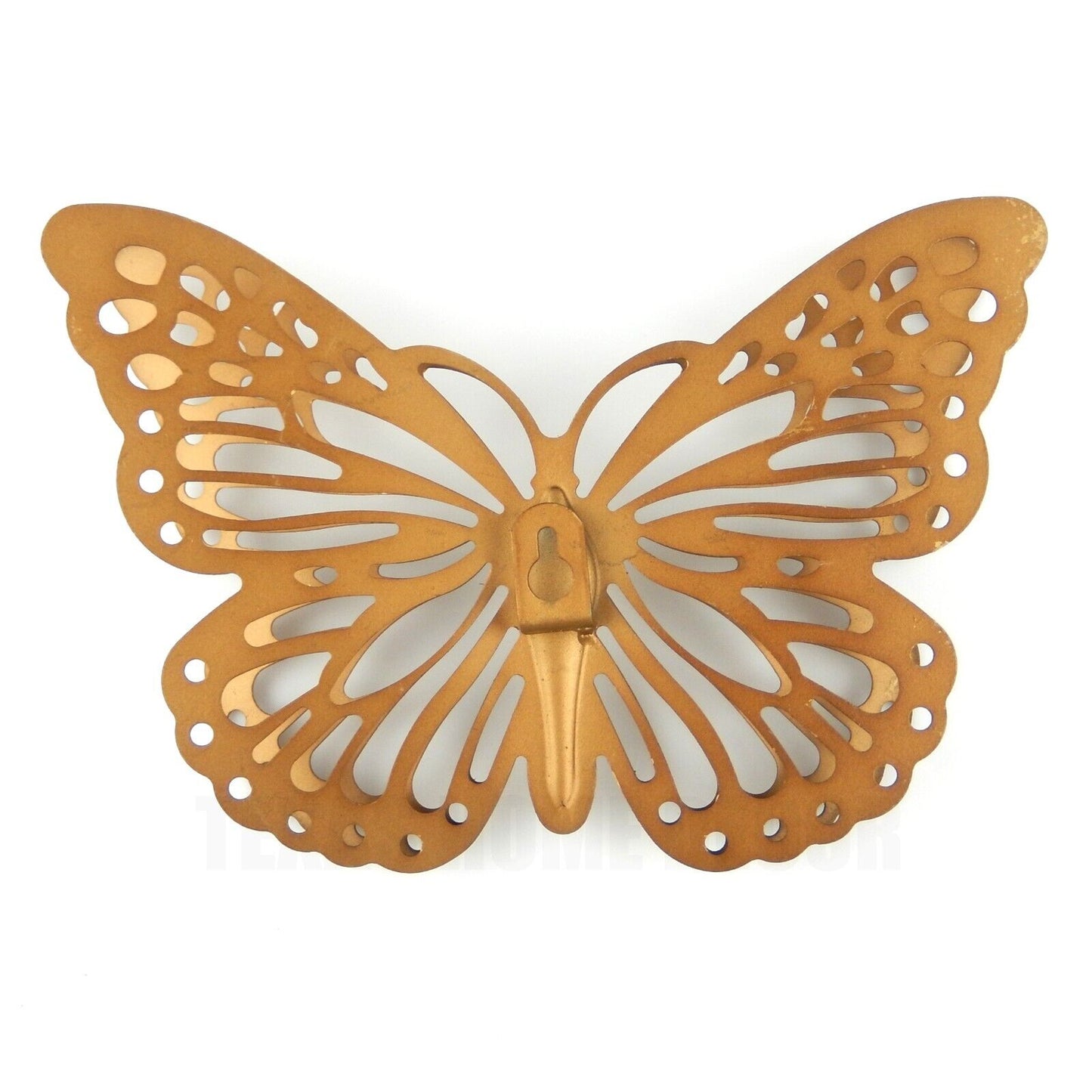 Golden Metal Double Butterfly Wall Decor Rustic Finish Porch Garden 8.5 inch