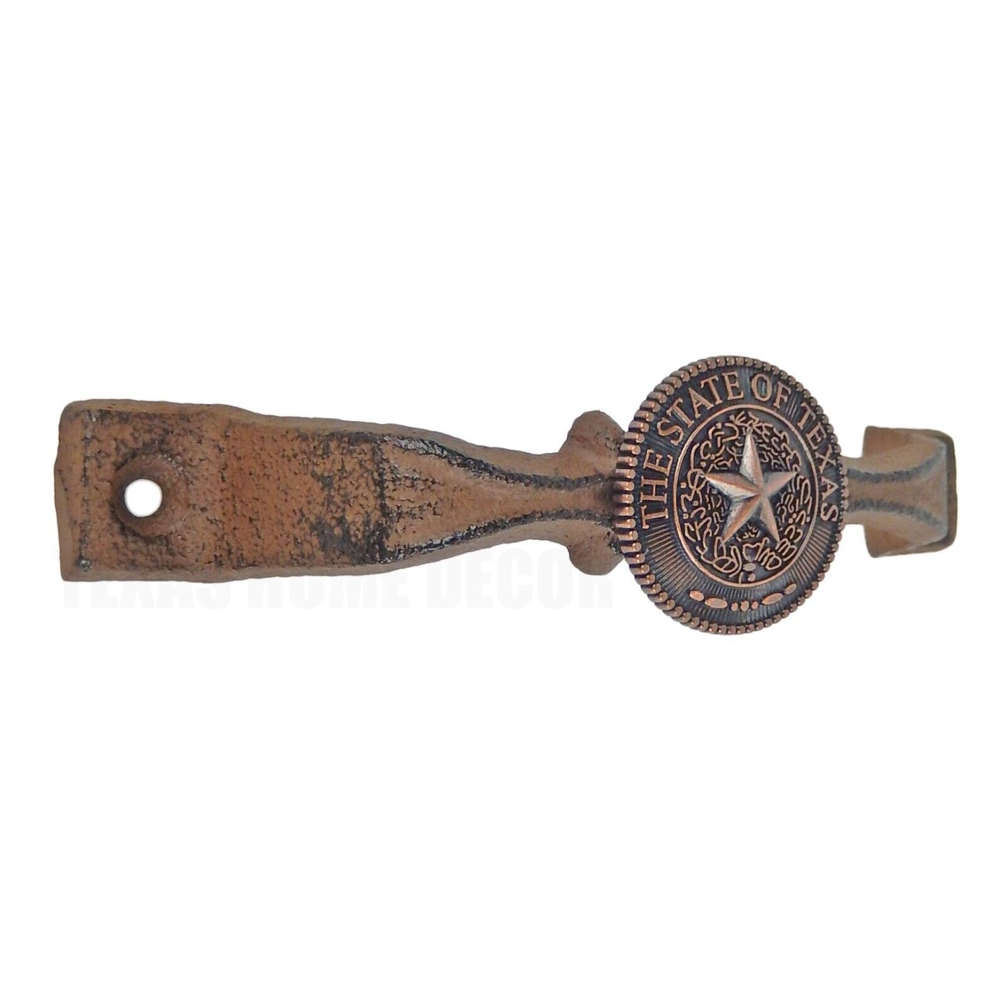 Rustic Cast Iron Copper Texas Star Seal Door Handle Cabinet Drawer Pull 6 1/8 in