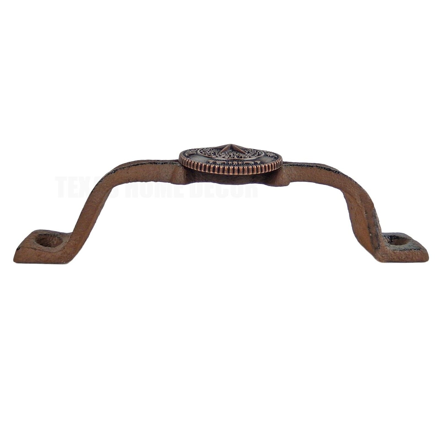 Rustic Cast Iron Copper Texas Star Seal Door Handle Cabinet Drawer Pull 6 1/8 in